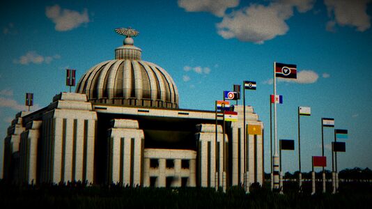 Officially Die Volkshalle Nationalversammlung Konföderierten or Confederate People’s National Assembly, was built in 2086 at the request of Francisco Grail for a united assembly building for the newly formed Arcovii-Zokesian Federation. Today, it serves as the seat of the Condederacy of Kolus in the center of Ezekialgrad