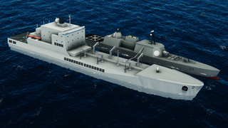 ZSNS Albert N. Yosif (T-AO-2) replenishing a Flight IA Hikaze Class Destroyer