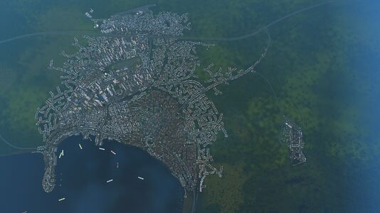 Satellite photo of Ezekialgrad, 2180. To the South (Right side of image) is Ezekialgrad Air Force Base.