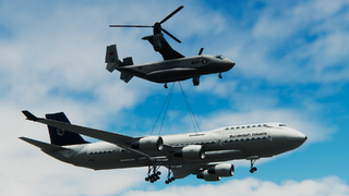 MZ-22-12 demonstrating its lift capabilities with a W-3033 Stratocruiser