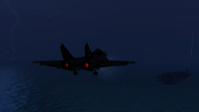 Z-41D approaches ZNS Imperator Drekevak for a night landing, 2210.